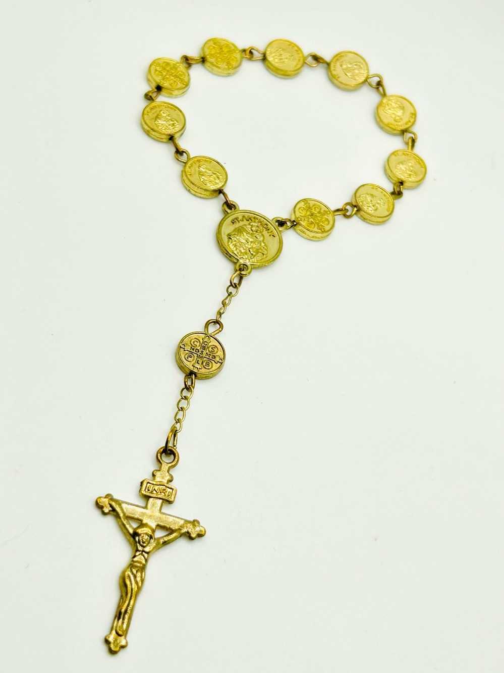 St. Anthony Gold Tone Pocket Catholic Rosary Crucifix Prayers